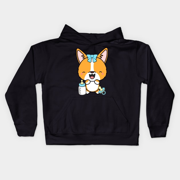 Cute corgi is a baby Kids Hoodie by Pet Station